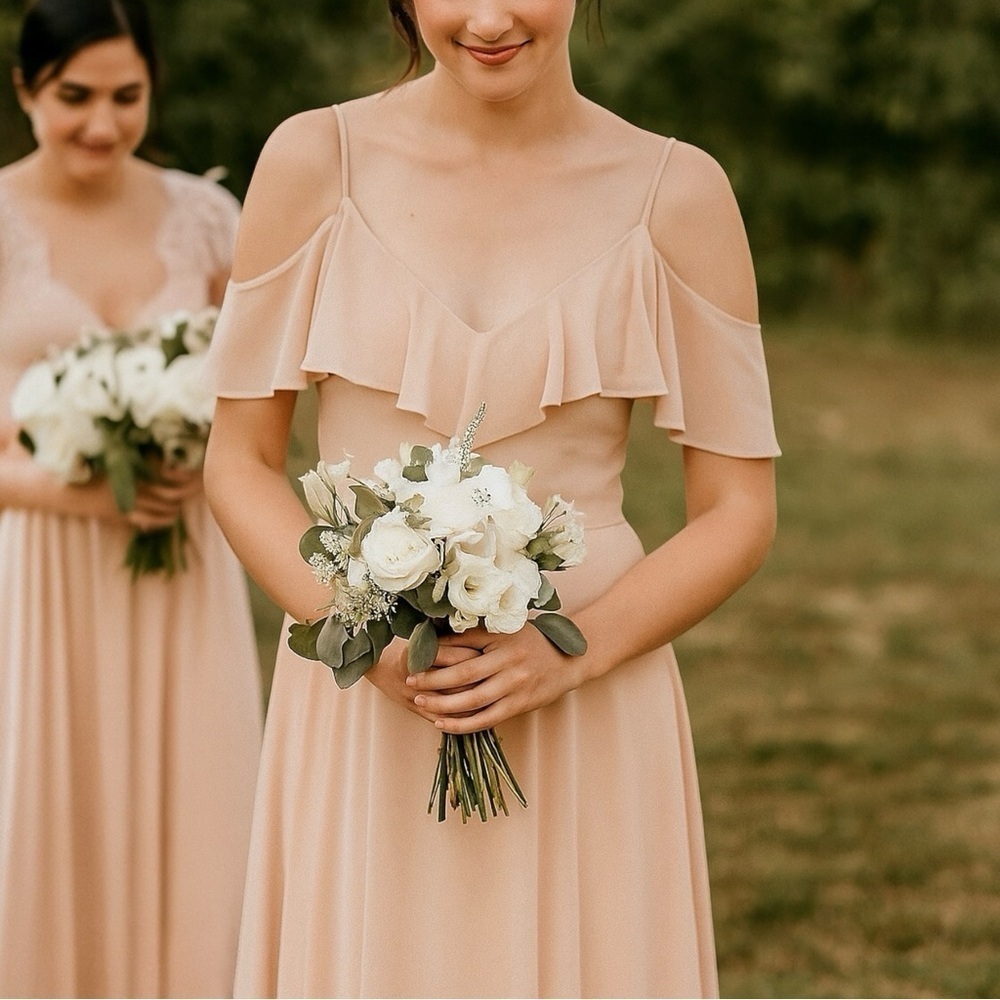 JENNY YOO Soft Blush Mila Off‎ The Shoulder Dress
